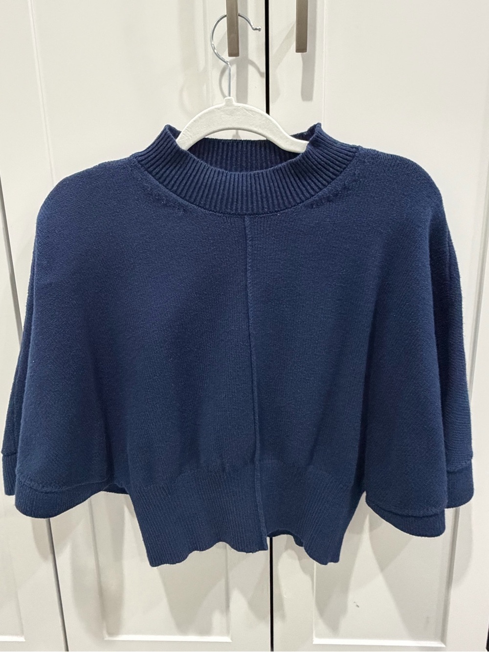 Loft Relaxed Navy Ribbed Mock-Neck Sweater Small